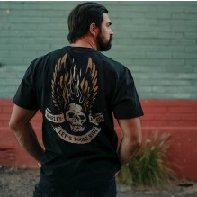Let's Fucking Ride Winged Skull T-shirt Black