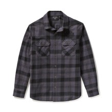 SHIRT-WOVEN,GREY/BLACK PLAID
